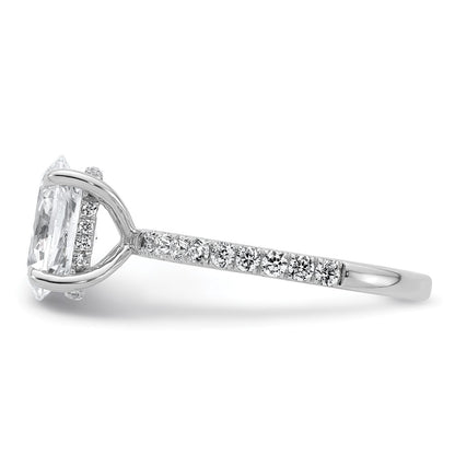 14K White Gold 2 5/8 carat Certified Lab Grown Diamond VS/SI+ G+ Oval Complete Solitaire with Flair Engagement Ring