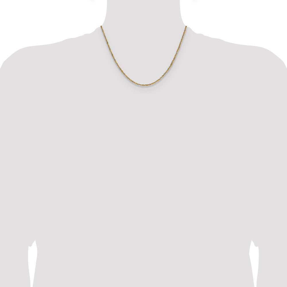14K Yellow Gold with Rhodium 1.65mm Singapore Chain Necklace