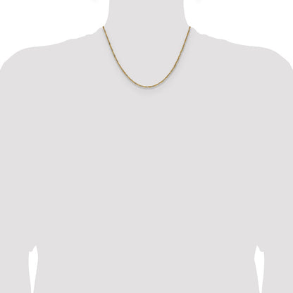 14K Yellow Gold with Rhodium 1.65mm Singapore Chain Necklace