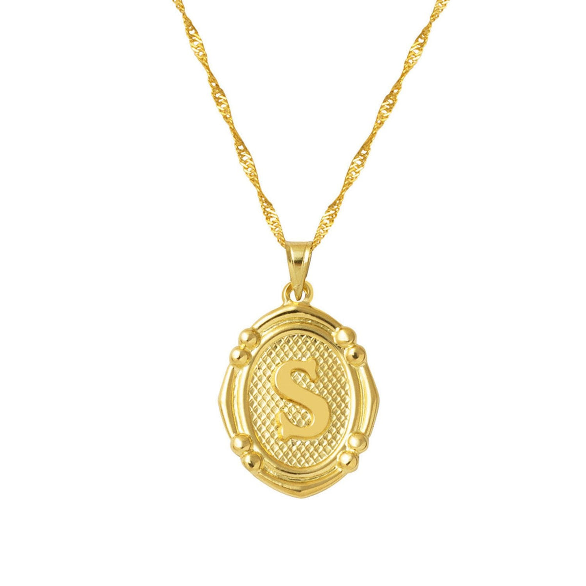 14K Yellow Gold Italian S Initial Necklace