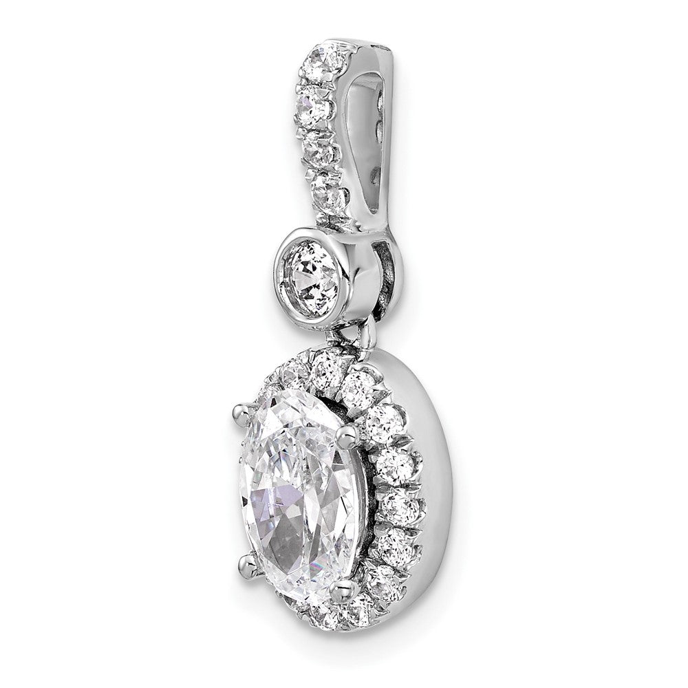 14K White Gold 2 carat Certified Lab Grown Diamond VS/SI+ G+ Oval Complete Halo Pendant