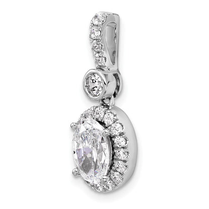 14K White Gold 2 carat Certified Lab Grown Diamond VS/SI+ G+ Oval Complete Halo Pendant