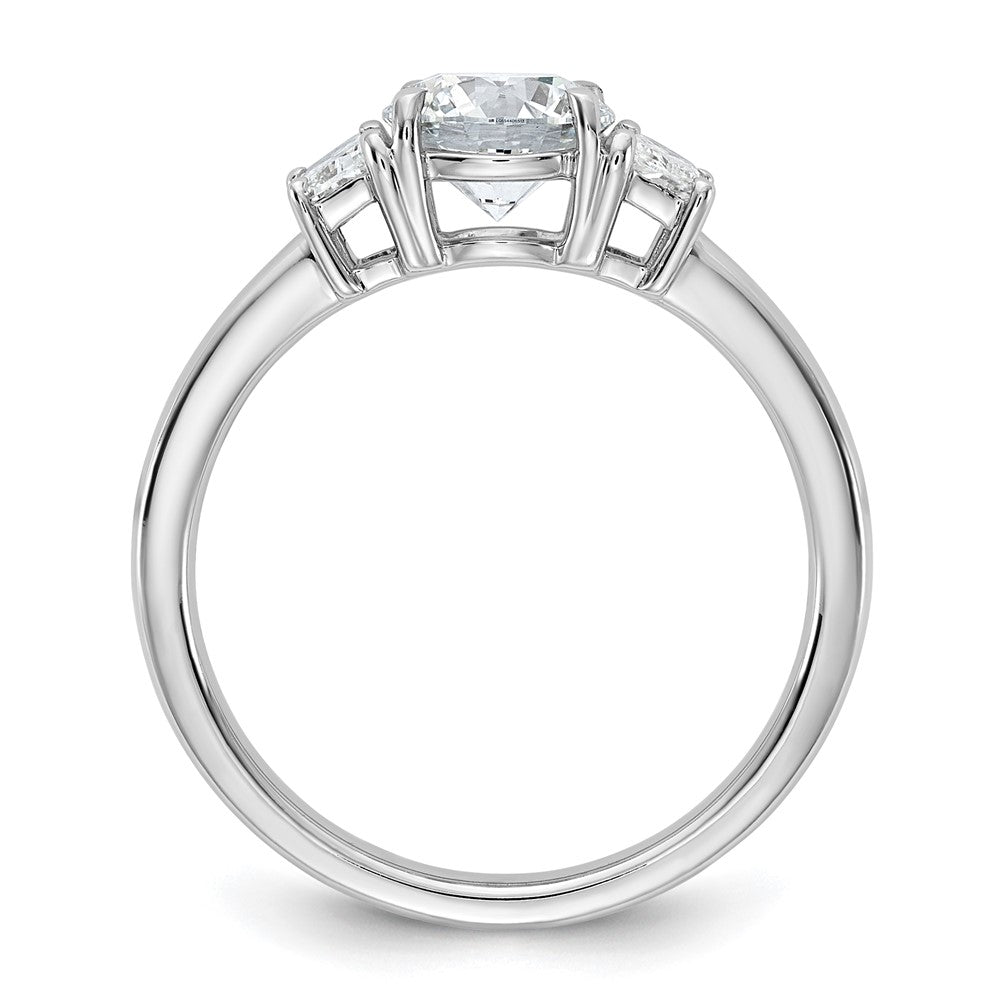 14K White Gold 3/8 carat Lab Grown Diamond VS+ F+ Trapezoid Sidestones Holds 1 carat Center Round Semi Mount Engagement Ring