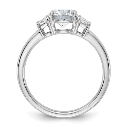 14K White Gold 3/8 carat Lab Grown Diamond VS+ F+ Trapezoid Sidestones Holds 1 carat Center Round Semi Mount Engagement Ring
