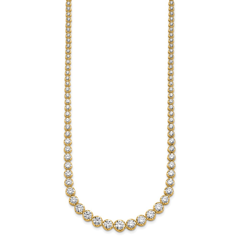 14K Yellow Gold 10 1/2 carat Lab Grown Diamond VS/SI+ G+ Complete Round 16 Inch Graduated Tennis Necklace