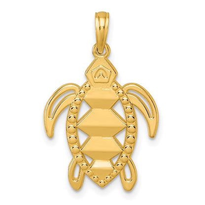 14K Yellow Gold Polished Turtle Pendant