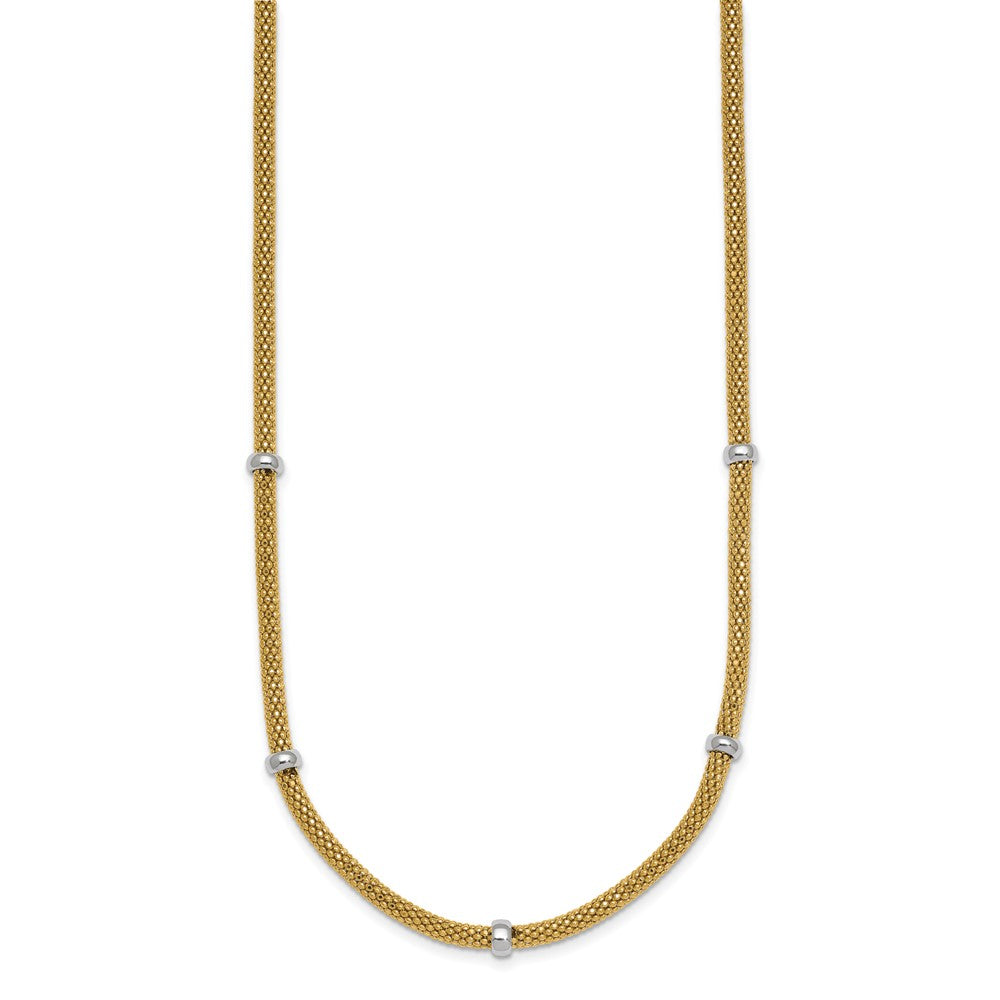 14K Two-Tone Gold Two-tone Polished 7.5mm Fancy Mesh With Bead 18 Inch Necklace
