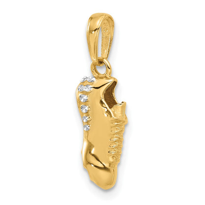 14K Yellow Gold and Rhodium Diamond-cut Soccer Cleat Pendant
