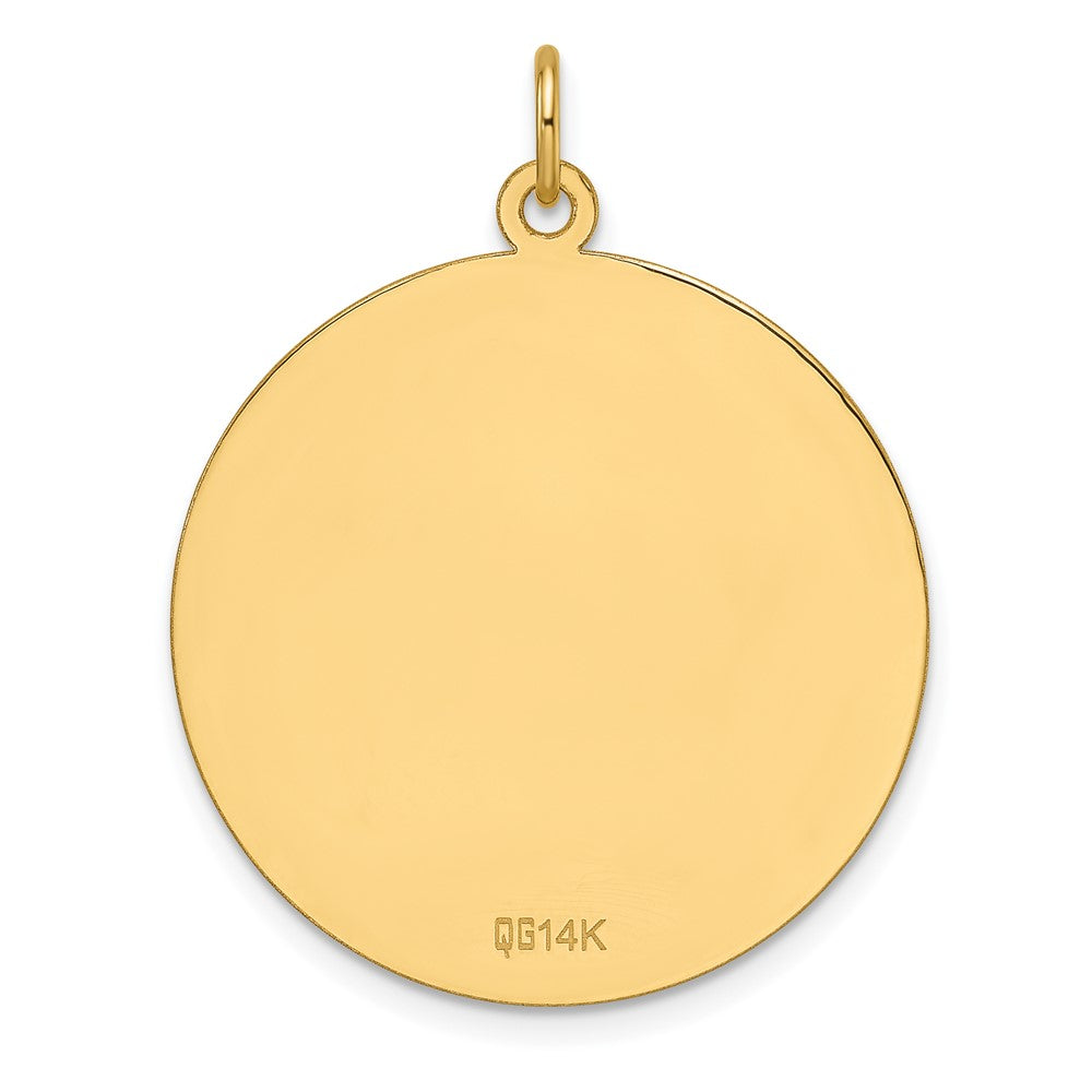 14K Yellow Gold Etched Edge .013 Gauge Engravable Round 26.6mm Disc Charm