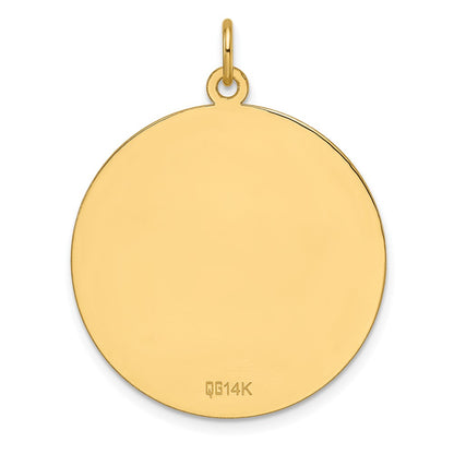 14K Yellow Gold Etched Edge .013 Gauge Engravable Round 26.6mm Disc Charm