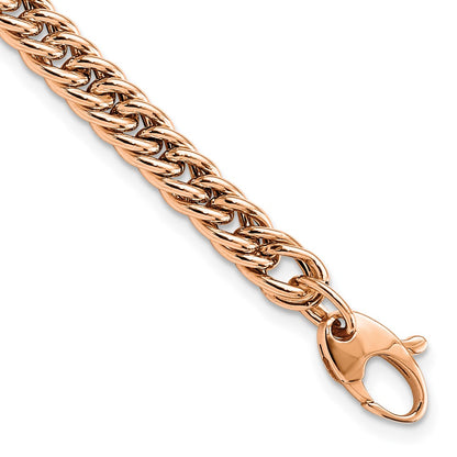 14K Rose Gold Polished Curb Link 7.75 Inch Bracelet
