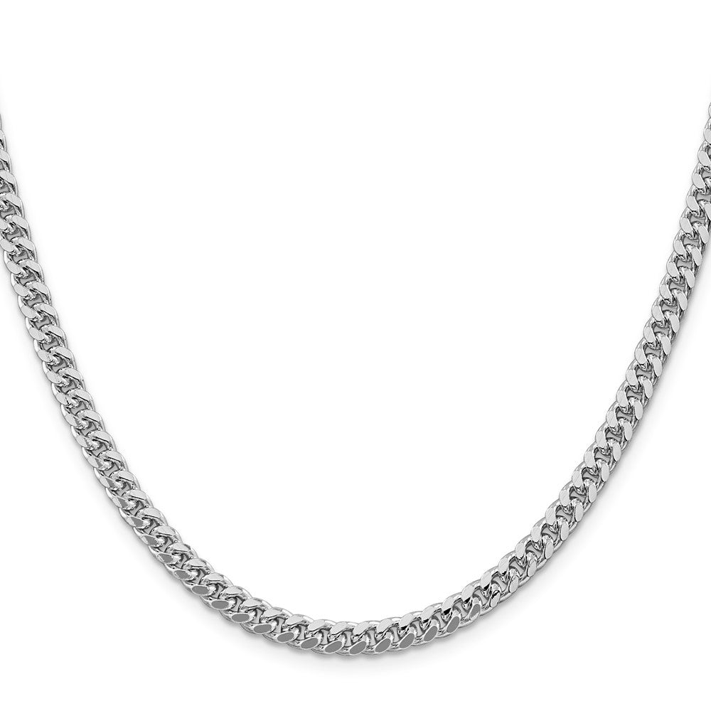 Sterling Silver Rhodium-plated 5mm Domed w/ Side D/C Curb 26 Inch Chain