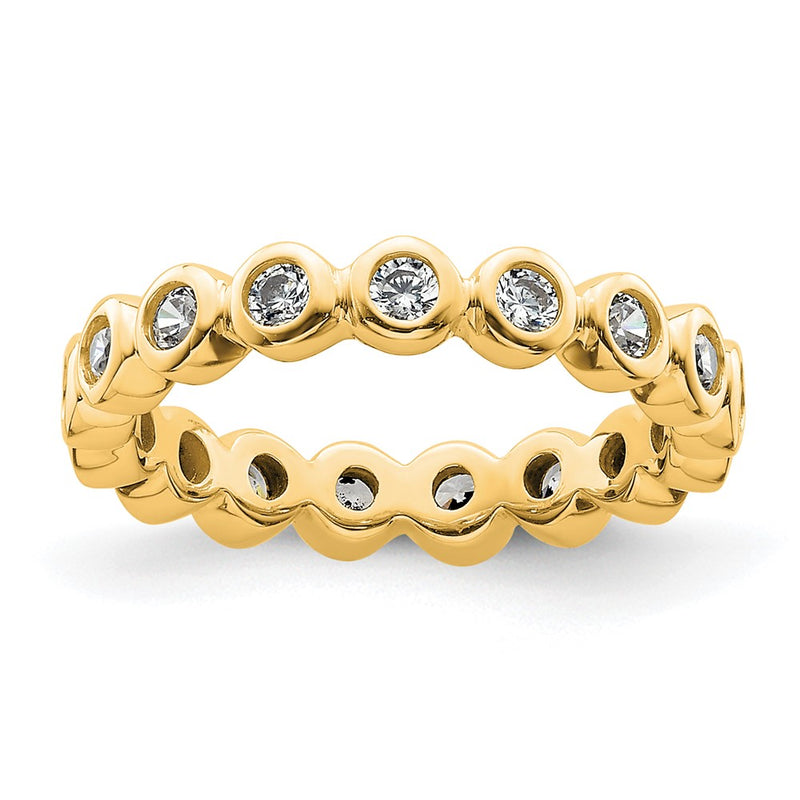 14K Yellow Gold Polished Size 4.5 Bezel-set 1/2 carat Diamond Complete Eternity Wedding Band Ring