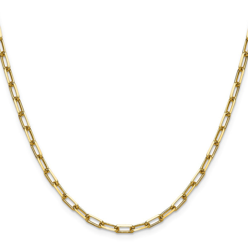 14K Yellow Gold 3.5mm Solid Beveled Paperclip Chain Necklace