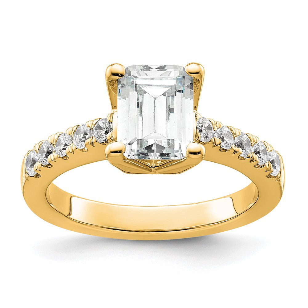 True Origin 14K Yellow Gold 3/8 carat Lab Grown Diamond VS+ F+ Semi-Mount Emerald Engagement Ring
