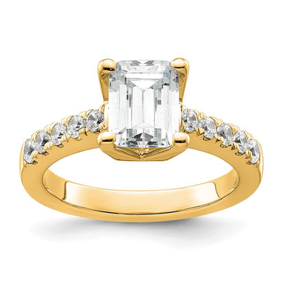 True Origin 14K Yellow Gold 3/8 carat Lab Grown Diamond VS+ F+ Semi-Mount Emerald Engagement Ring