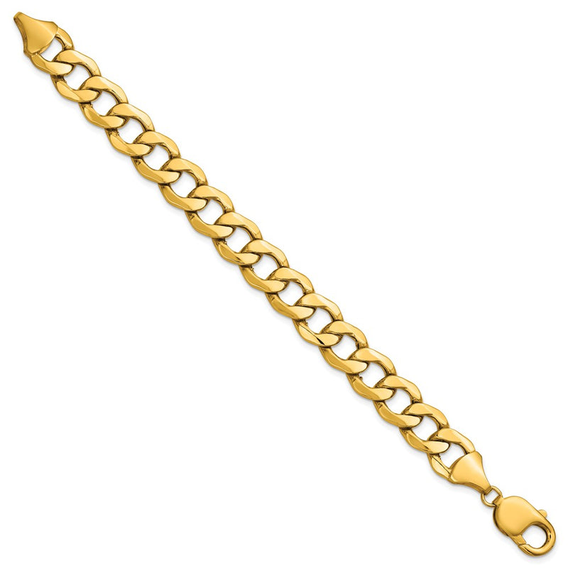 14K Yellow Gold 11.3mm Semi-Solid Curb Chain Bracelet