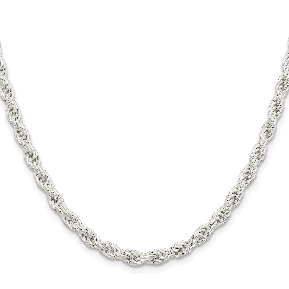 Sterling Silver Rhodium-plated 5mm Solid Rope 30 Inch Chain