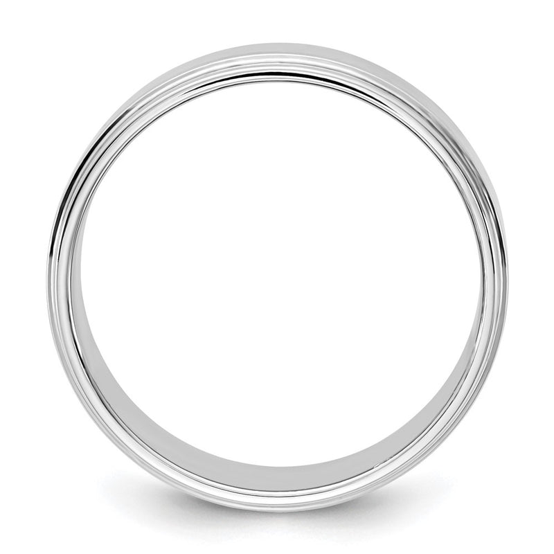 14k White Gold 7mm Flat with Step Edge Wedding Band Ring