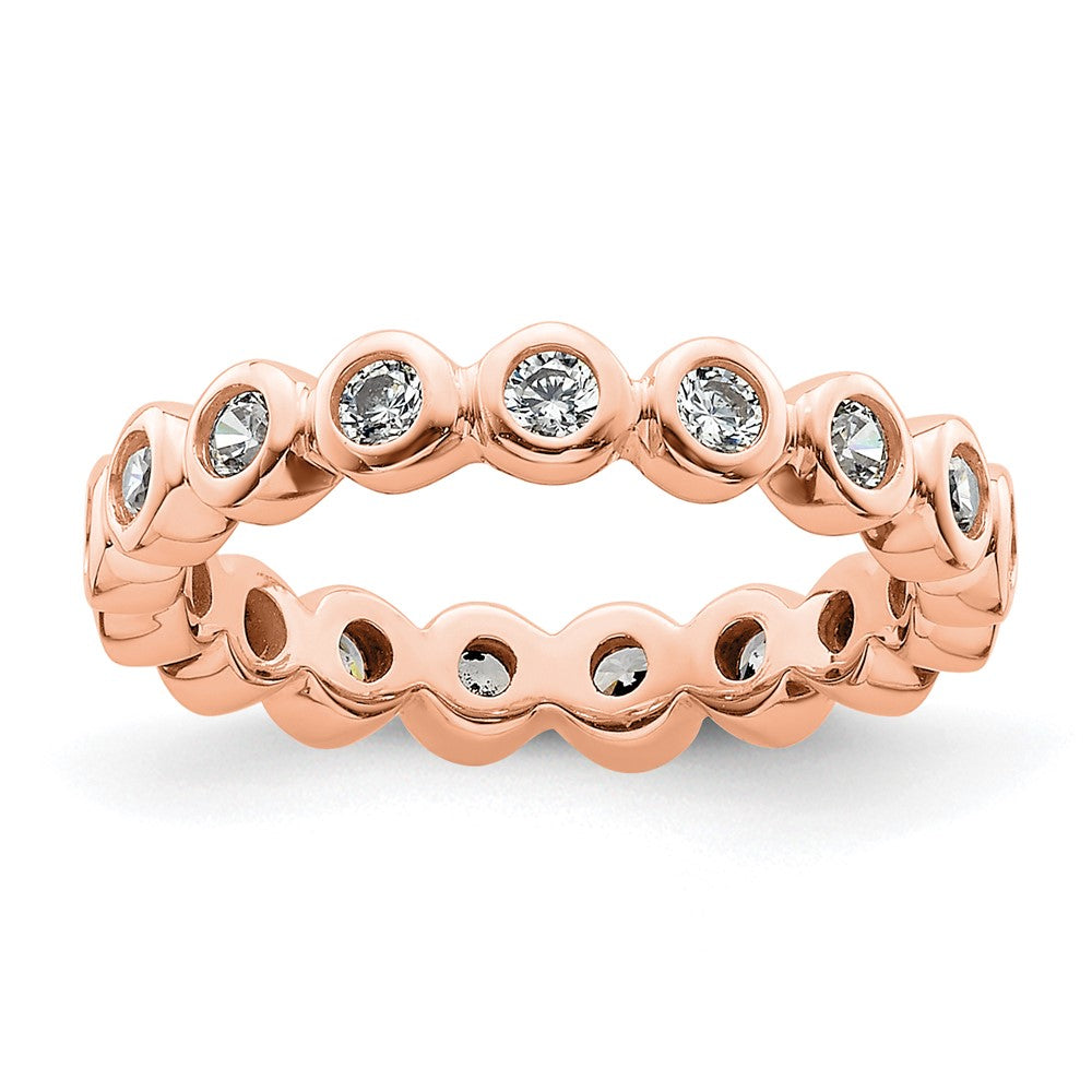 14K Rose Gold Polished Size 4 Bezel-set 1/2 carat Diamond Complete Eternity Wedding Band Ring