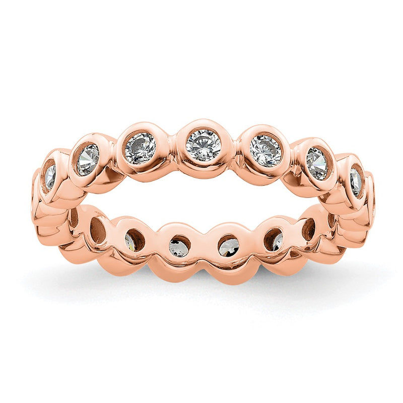 14K Rose Gold Polished Size 4 Bezel-set 1/2 carat Diamond Complete Eternity Wedding Band Ring