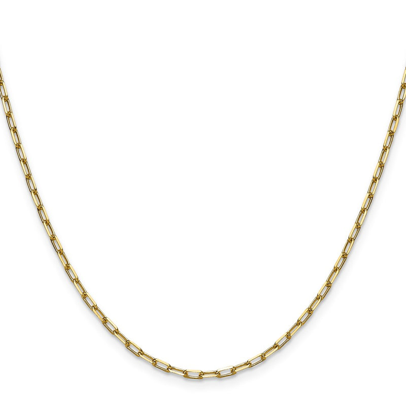 14K Yellow Gold 2.1mm Solid Beveled Paperclip 26 Inch Chain
