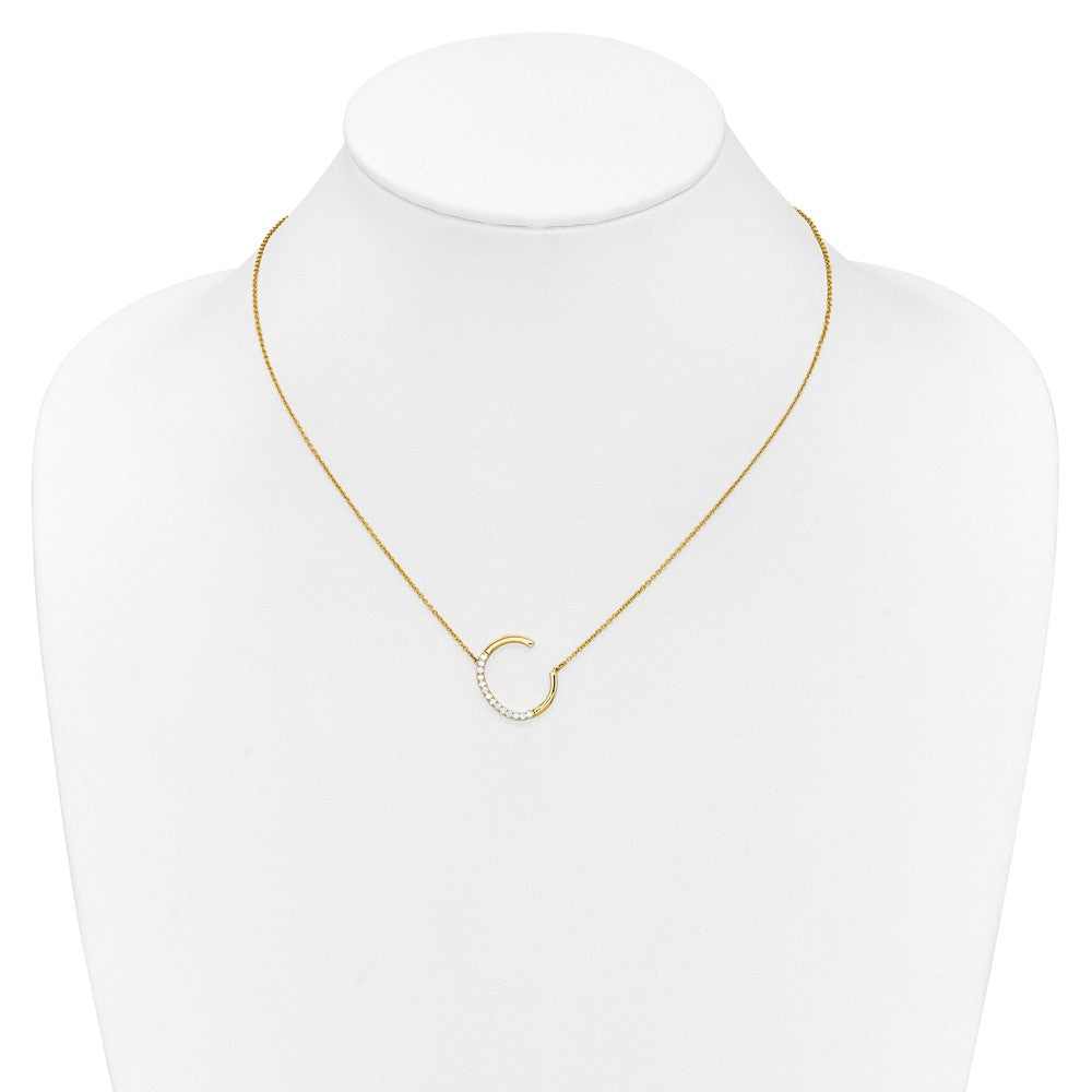 14K Yellow Gold Sideways Diamond Initial C 18 Inch Necklace