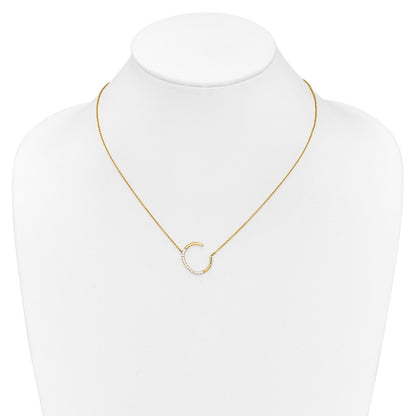 14K Yellow Gold Sideways Diamond Initial C 18 Inch Necklace