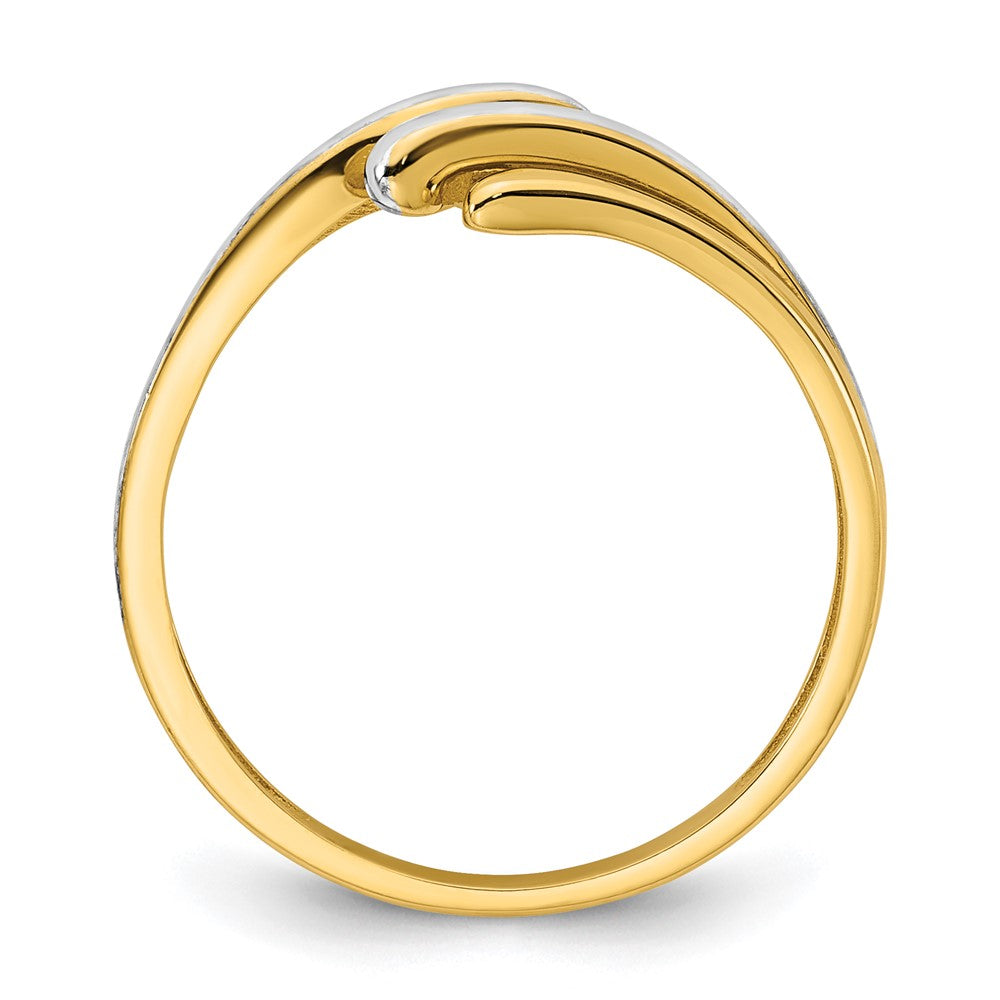 14K Yellow Gold with Rhodium Polished Size 7 Bypass Ring