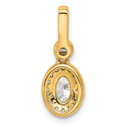 14K Yellow Gold 1 carat Certified Lab Grown Diamond VS+ F+ Oval Complete Halo Pendant