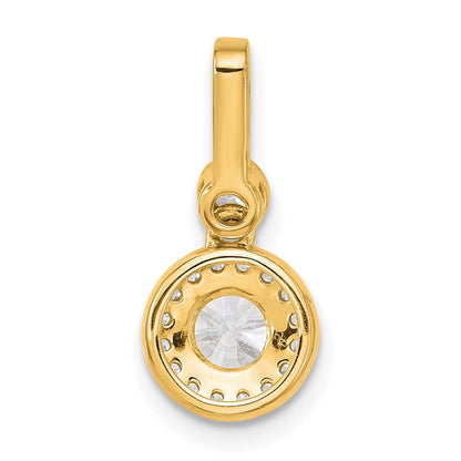 14K Yellow Gold 1 carat Lab Grown Diamond VS+ F+ Round Complete Halo Pendant