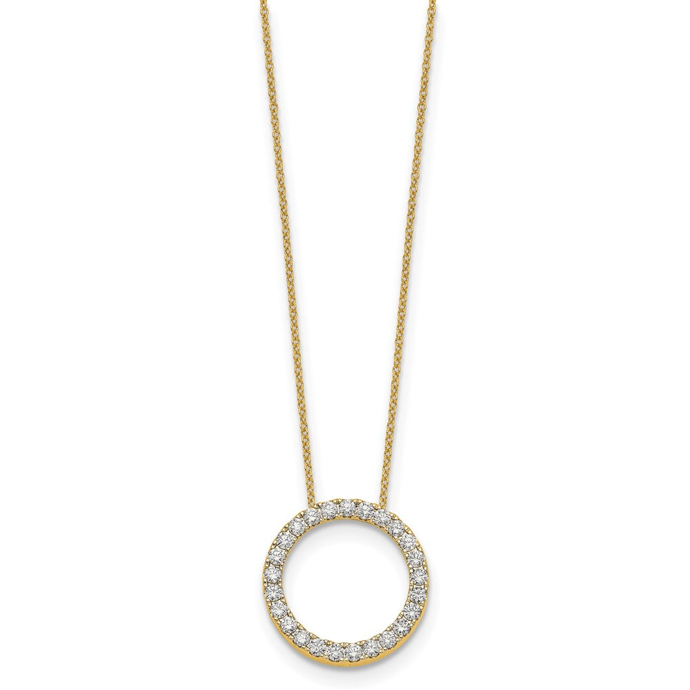 14K Yellow Gold Polished 1 carat Diamond Circle 18 Inch Necklace