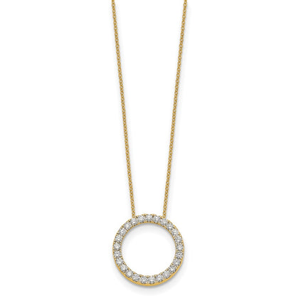 14K Yellow Gold Polished 1 carat Diamond Circle 18 Inch Necklace