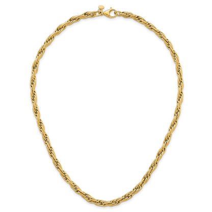 14K Yellow Gold Polished And Textured 4.5mm Flat Rope Chain 18.25 Inch Necklace