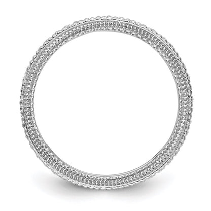 14K White Gold Polished 1/3CT Milgrain Edge Diamond Eternity Wedding Band Ring
