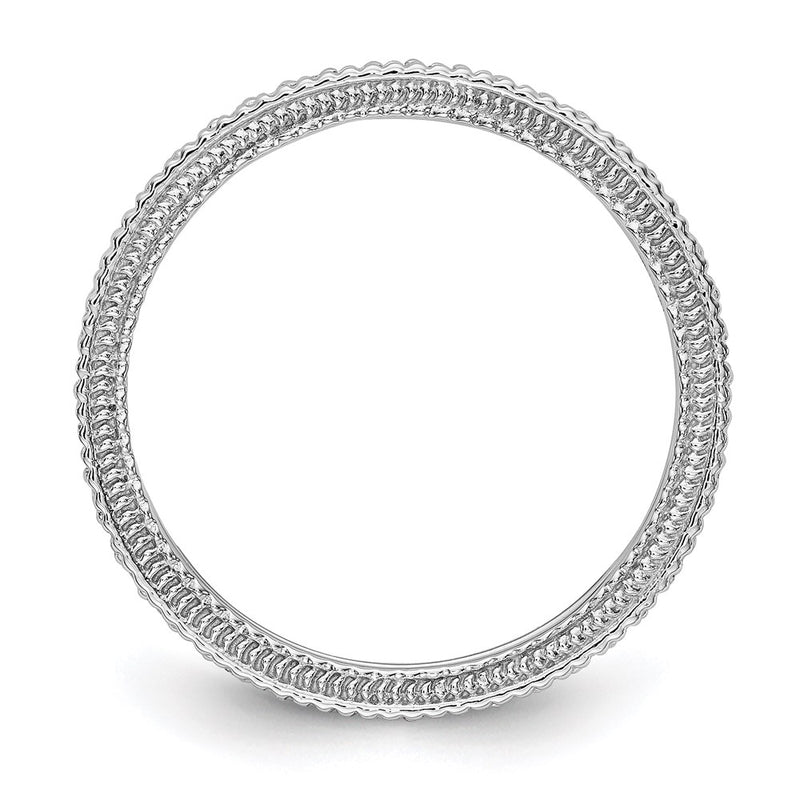 14K White Gold Polished 1/3CT Milgrain Edge Diamond Eternity Wedding Band Ring