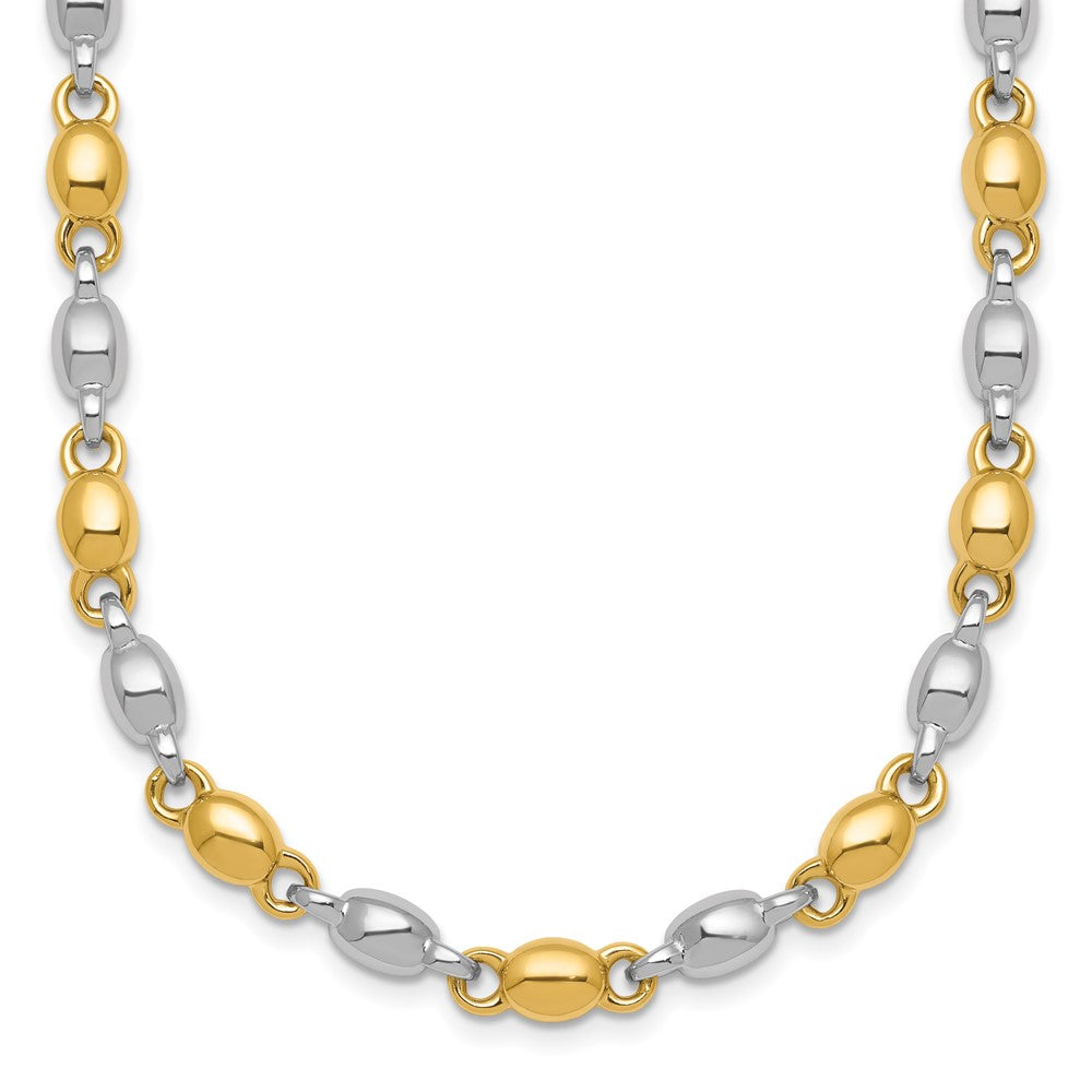 14K Two-Tone Gold Two Tone Polished 5.25mm Round Fancy Link 18 Inch Necklace