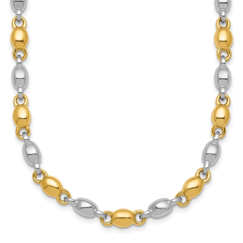 14K Two-Tone Gold Two Tone Polished 5.25mm Round Fancy Link 18 Inch Necklace