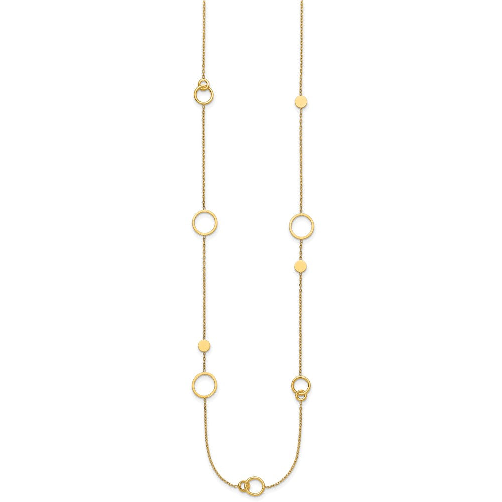 14K Yellow Gold Polished Circle and Chain Pattern 25.5 Inch Necklace