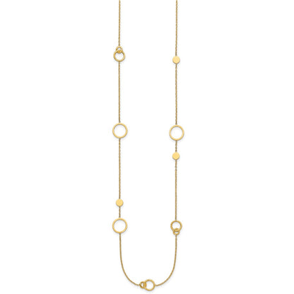 14K Yellow Gold Polished Circle and Chain Pattern 25.5 Inch Necklace