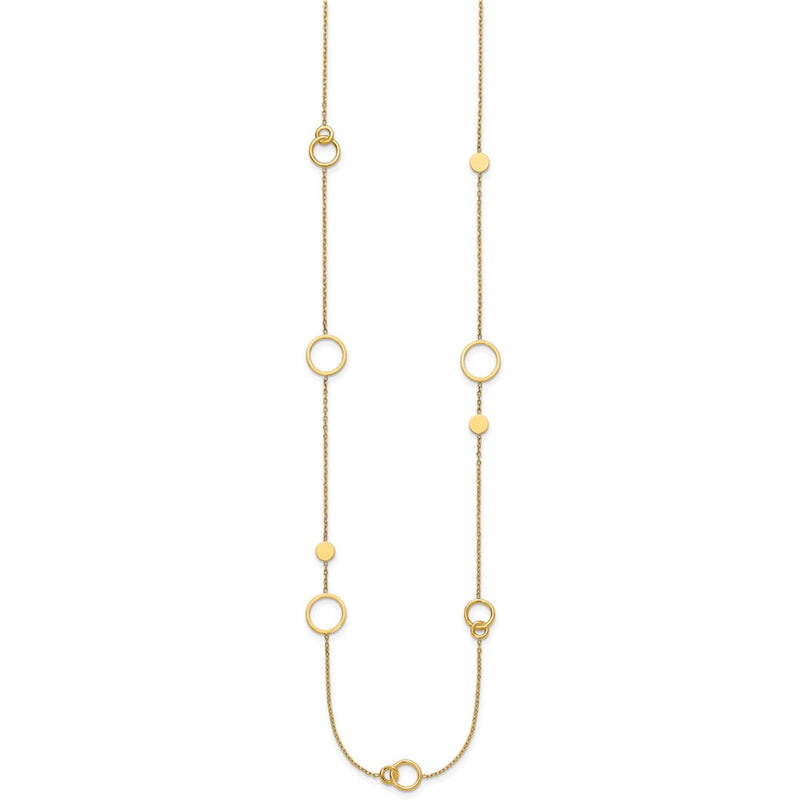14K Yellow Gold Polished Circle and Chain Pattern 25.5 Inch Necklace