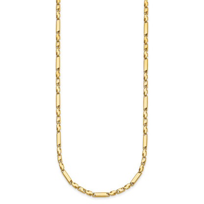 14K Yellow Gold Polished Fancy Bar Link 19.75 Inch Necklace