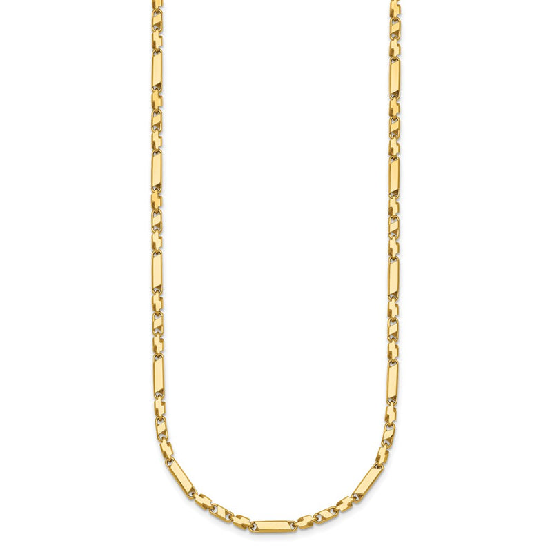 14K Yellow Gold Polished Fancy Bar Link 19.75 Inch Necklace