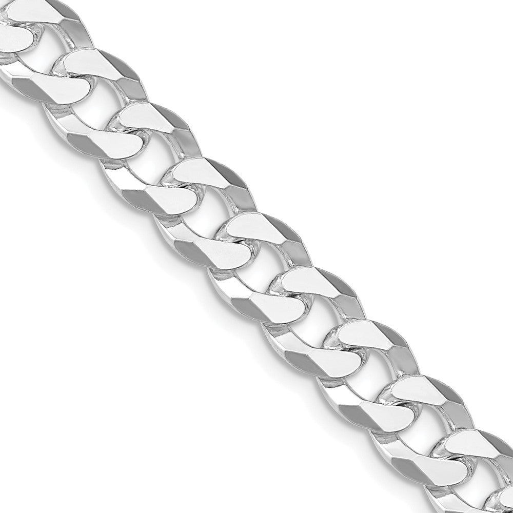 Sterling Silver Rhodium-plated 8.5mm Beveled Curb 26 Inch Chain