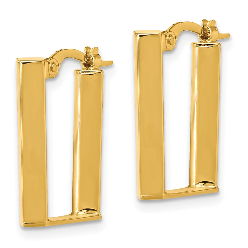 14K Yellow Gold 4x28mm Polished U-Shape Tube Hoop Earrings