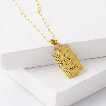 14K Yellow Gold Retro Aquarius Zodiac Pendant