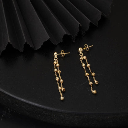 14K Yellow Gold Bead Minimalist Earrings