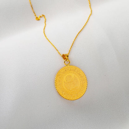 22K Yellow Gold Half Coin Necklace