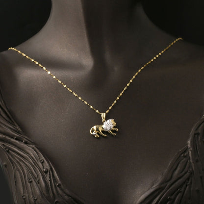 14K Yellow Gold Lion Zodiac Pendant