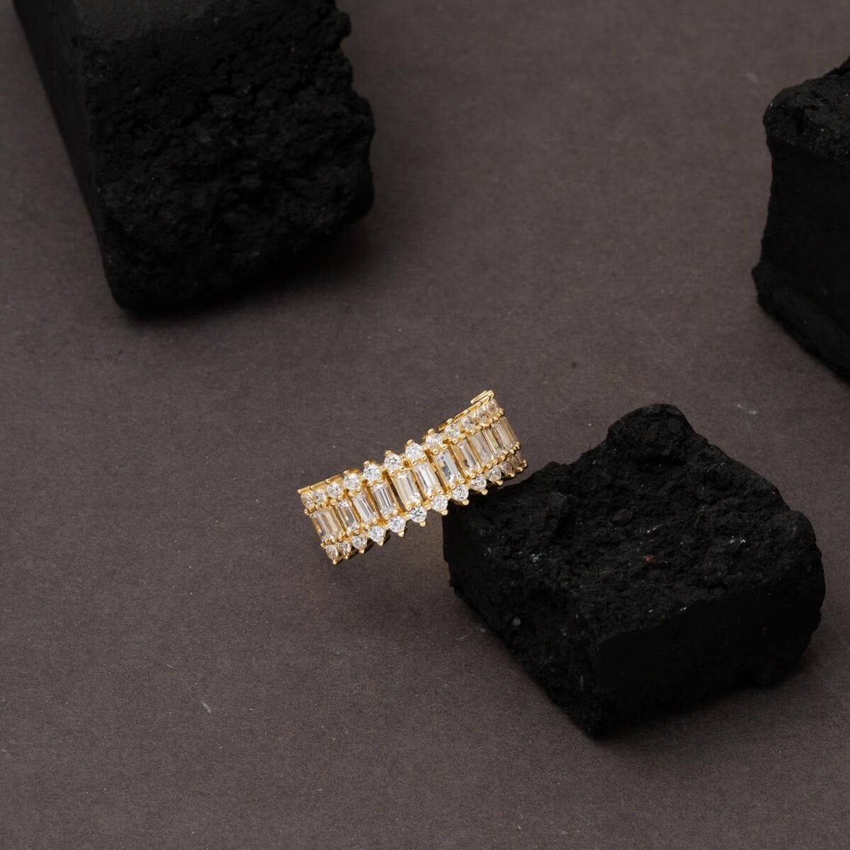 14K Yellow Gold Minimalist Baguette Cubic Zirconia Ring